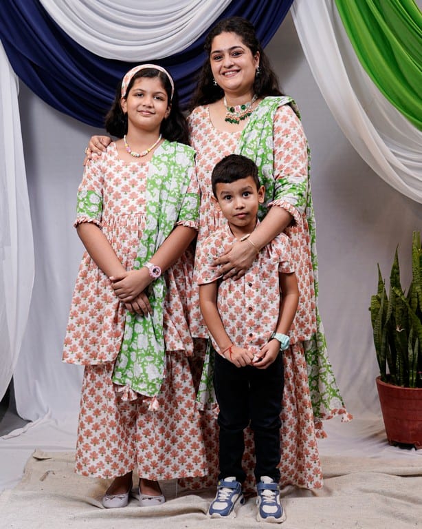 Swan White Sharara Set Mom Kid Twinning
