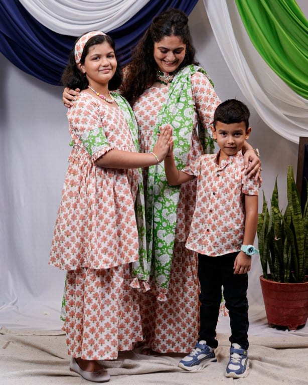 Swan White Sharara Set Mom Kid Twinning