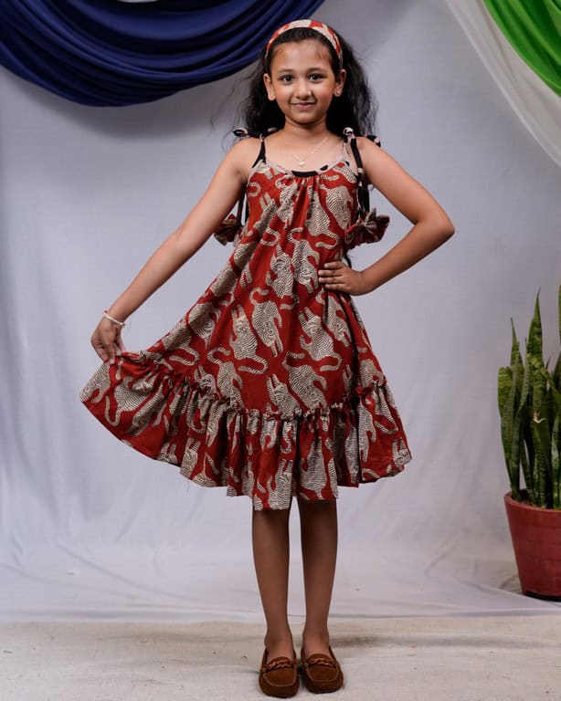 Red Kitty Kids Dress Main image