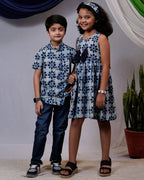 Indigo Floral Father Kids Twinning