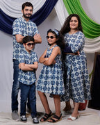 Indigo Floral Dress Family Set