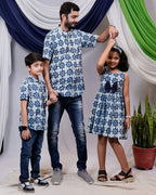 Indigo Floral Father Kids Twinning