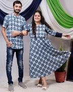 Indigo Floral Dress Family Set