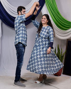 Indigo Floral Dress Family Set