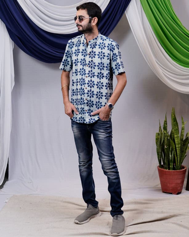 Indigo Floral Father Kids Twinning