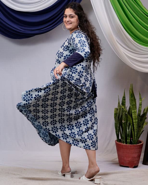 Indigo Floral Dress Family Set