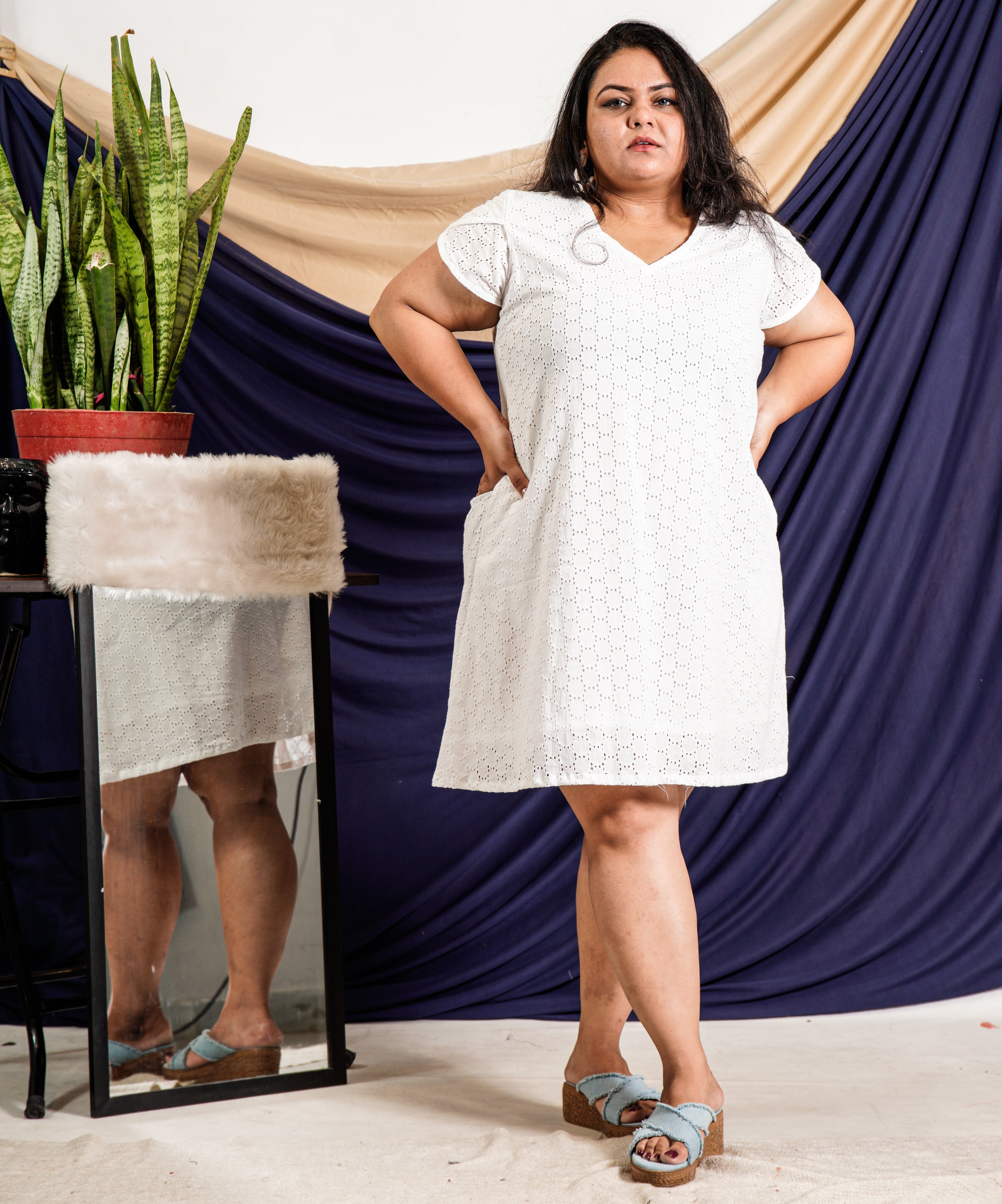 White Cutwork Short Plus Size Outfits