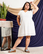 White Cutwork Short Plus Size Outfits