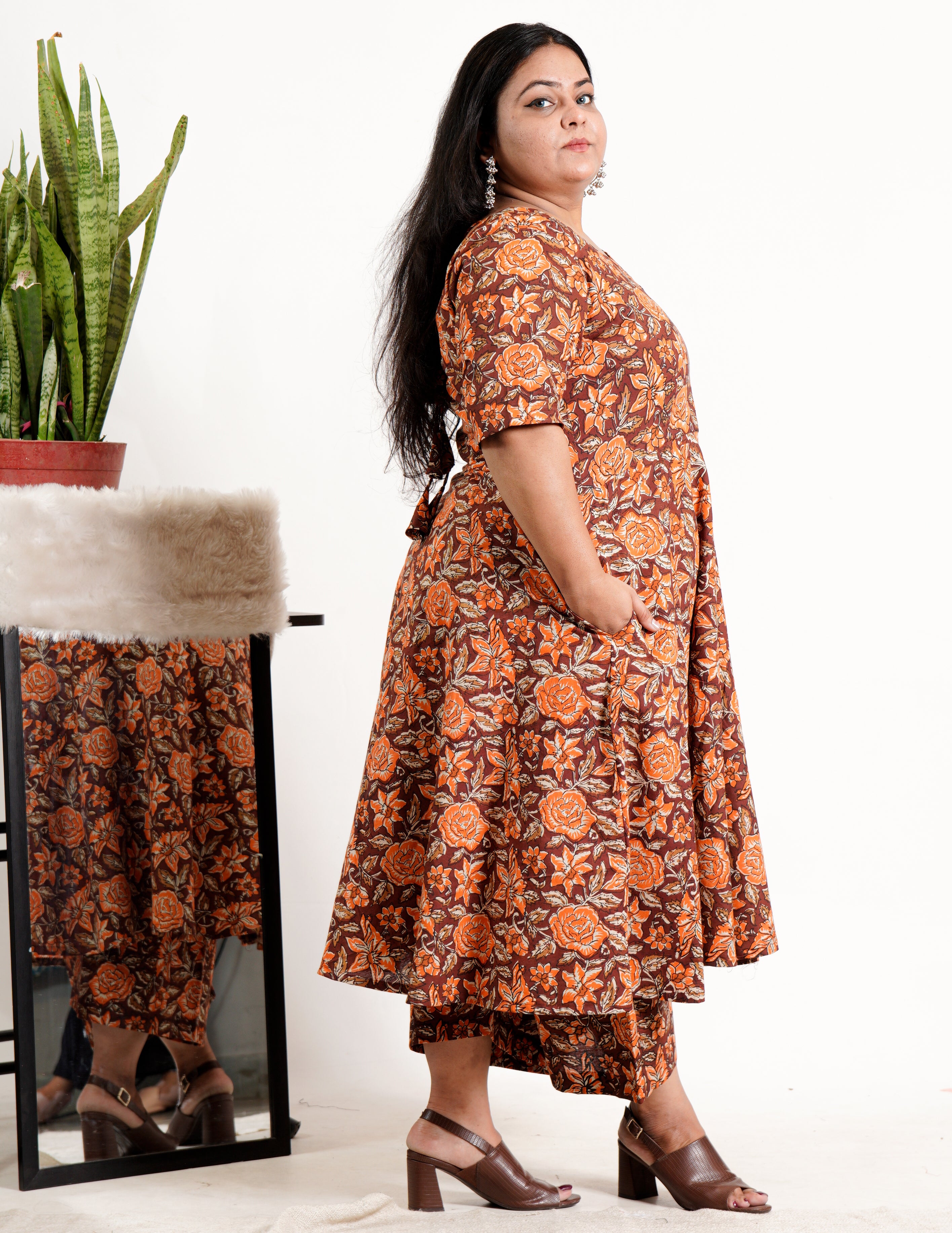 Brick Rose Plus Size Kurta Set