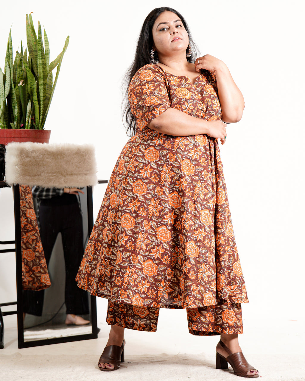 Brick Rose Plus Size Kurta Set
