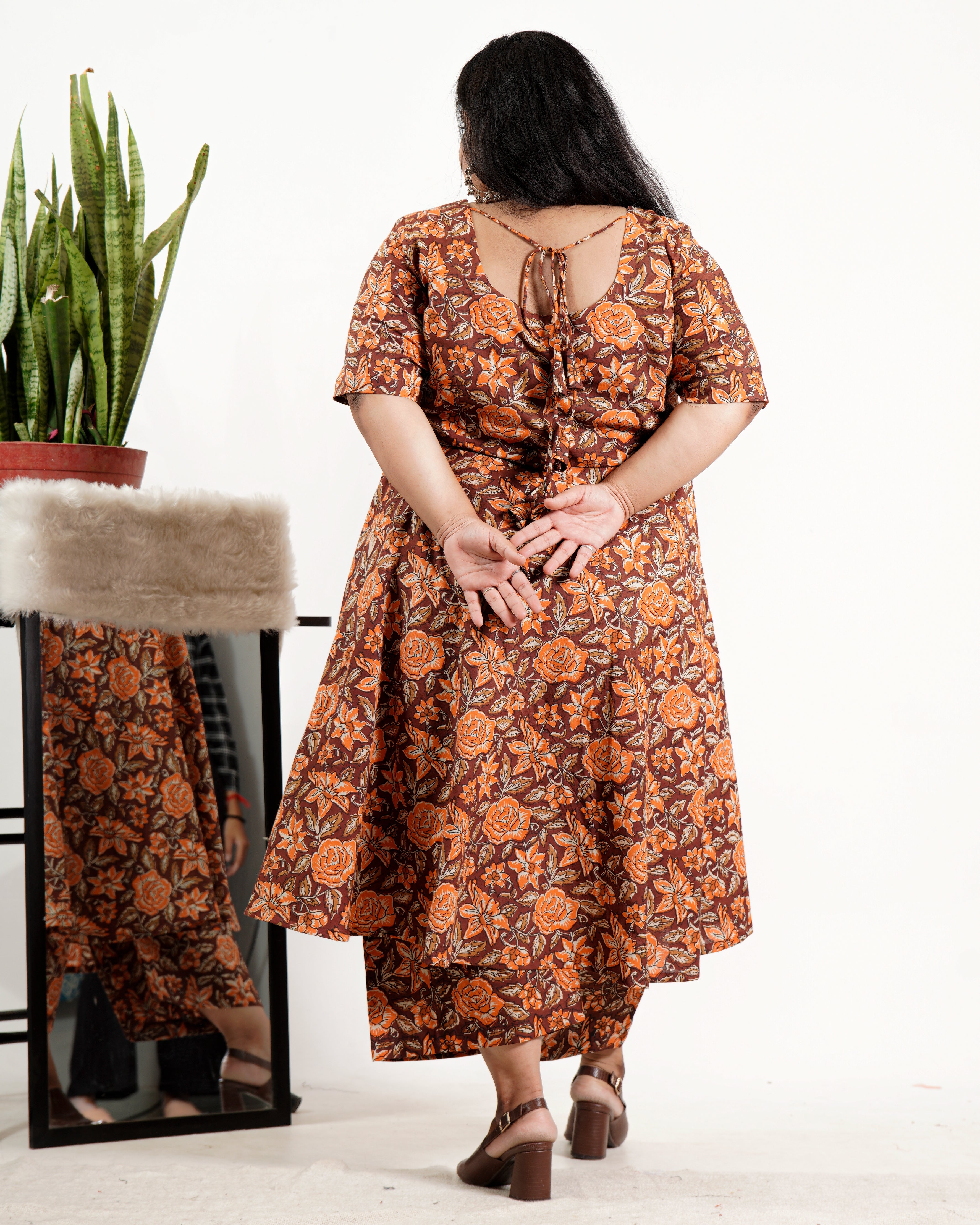 Brick Rose Plus Size Kurta Set