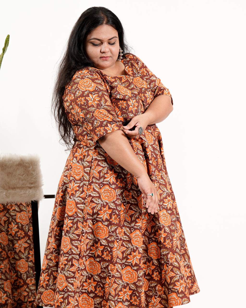 Brick Rose Plus Size Kurta Set