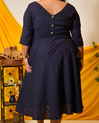 Ink Blue Cutwork Long Plus Size Dress