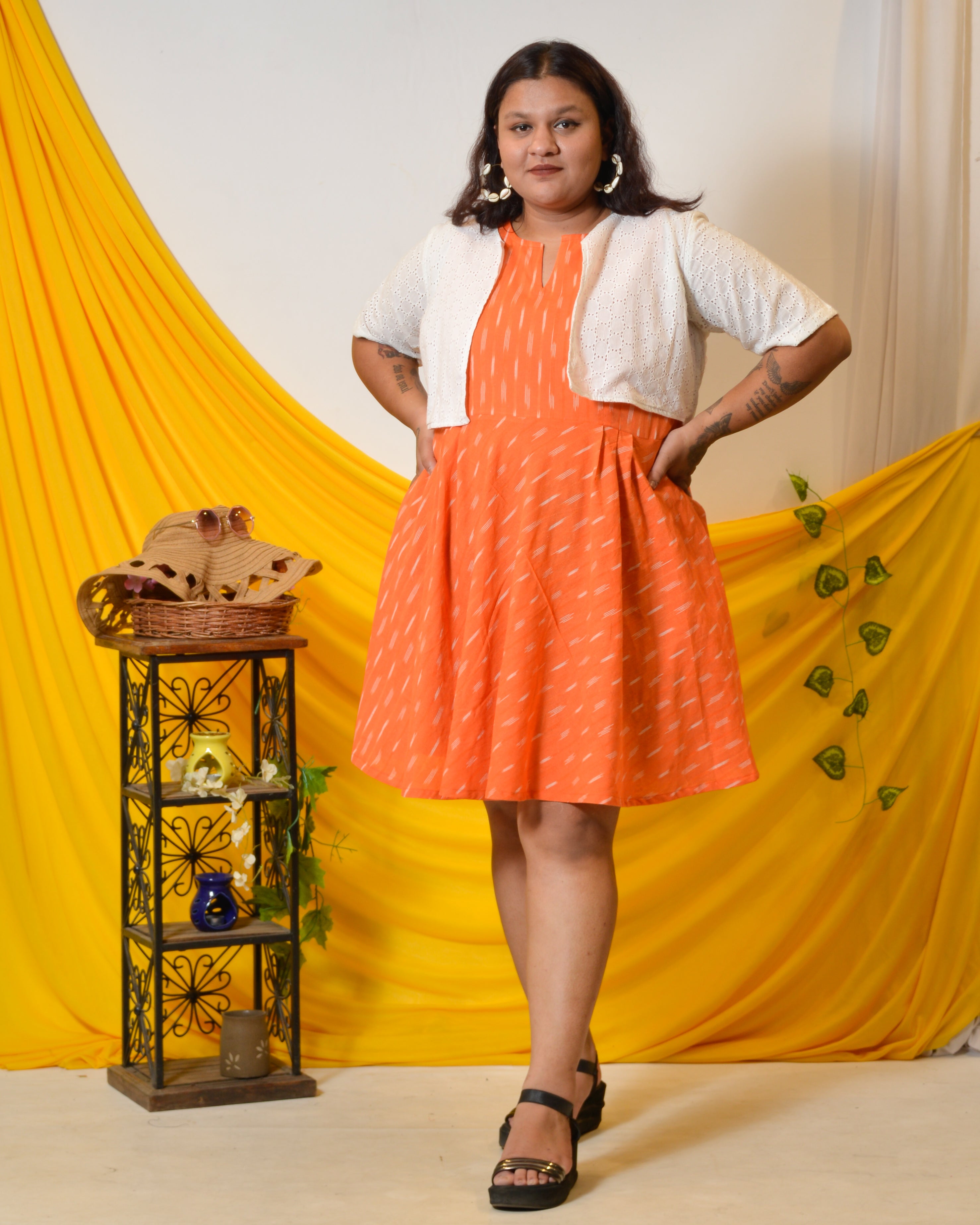 Orange obsession Plus Size dress with jacket