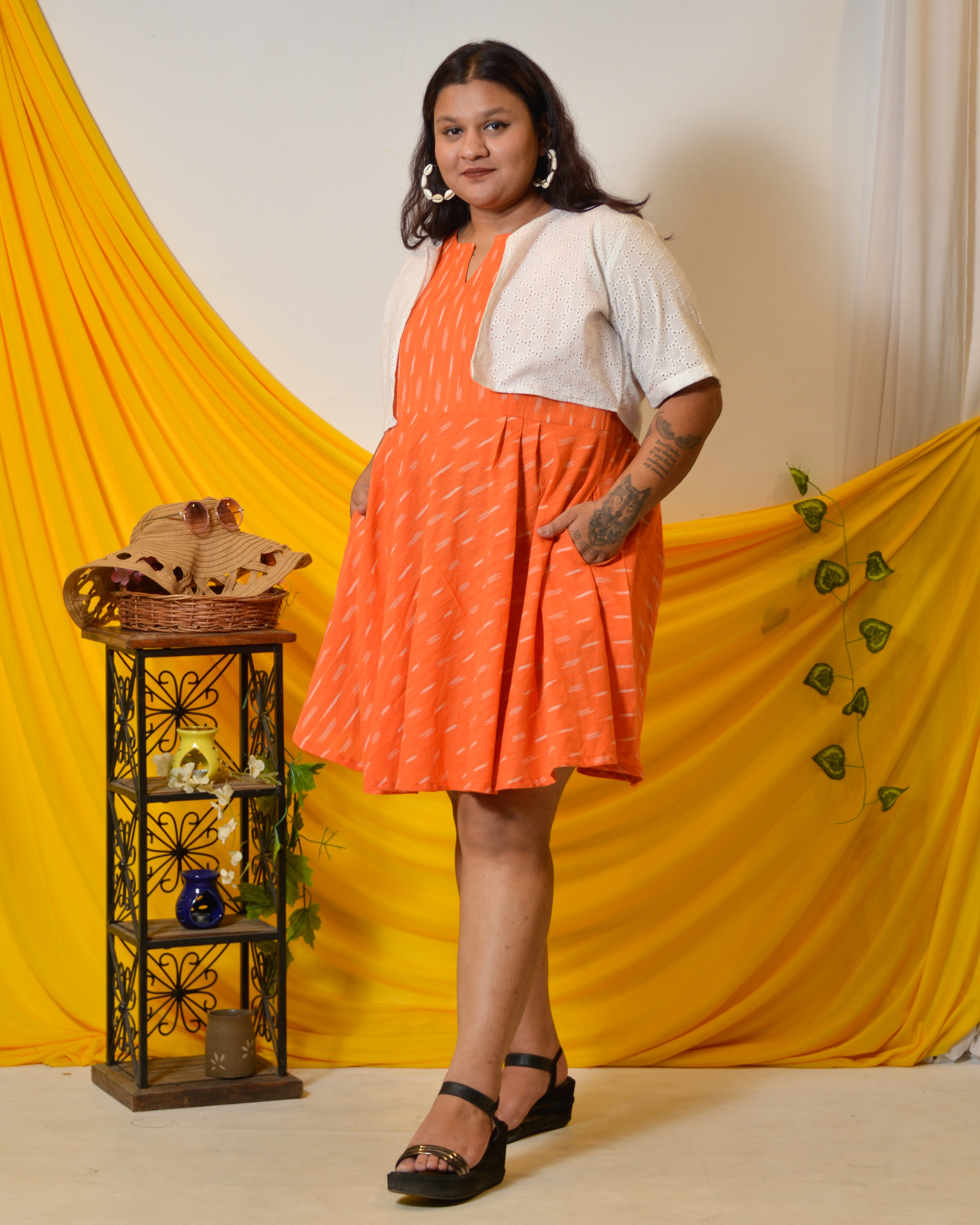 Orange obsession Plus Size dress with jacket
