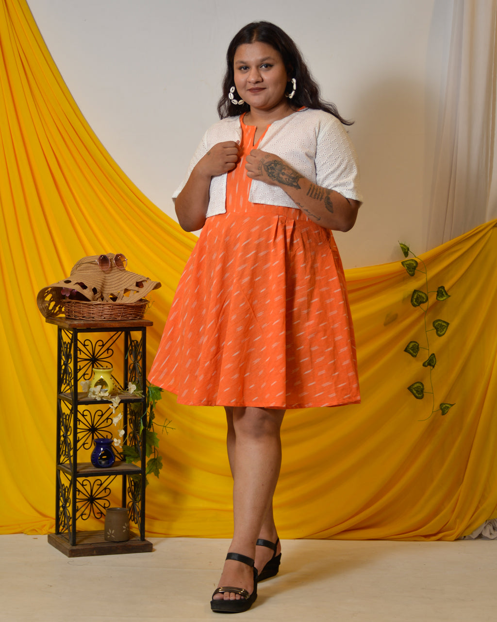 Orange obsession Plus Size dress with jacket