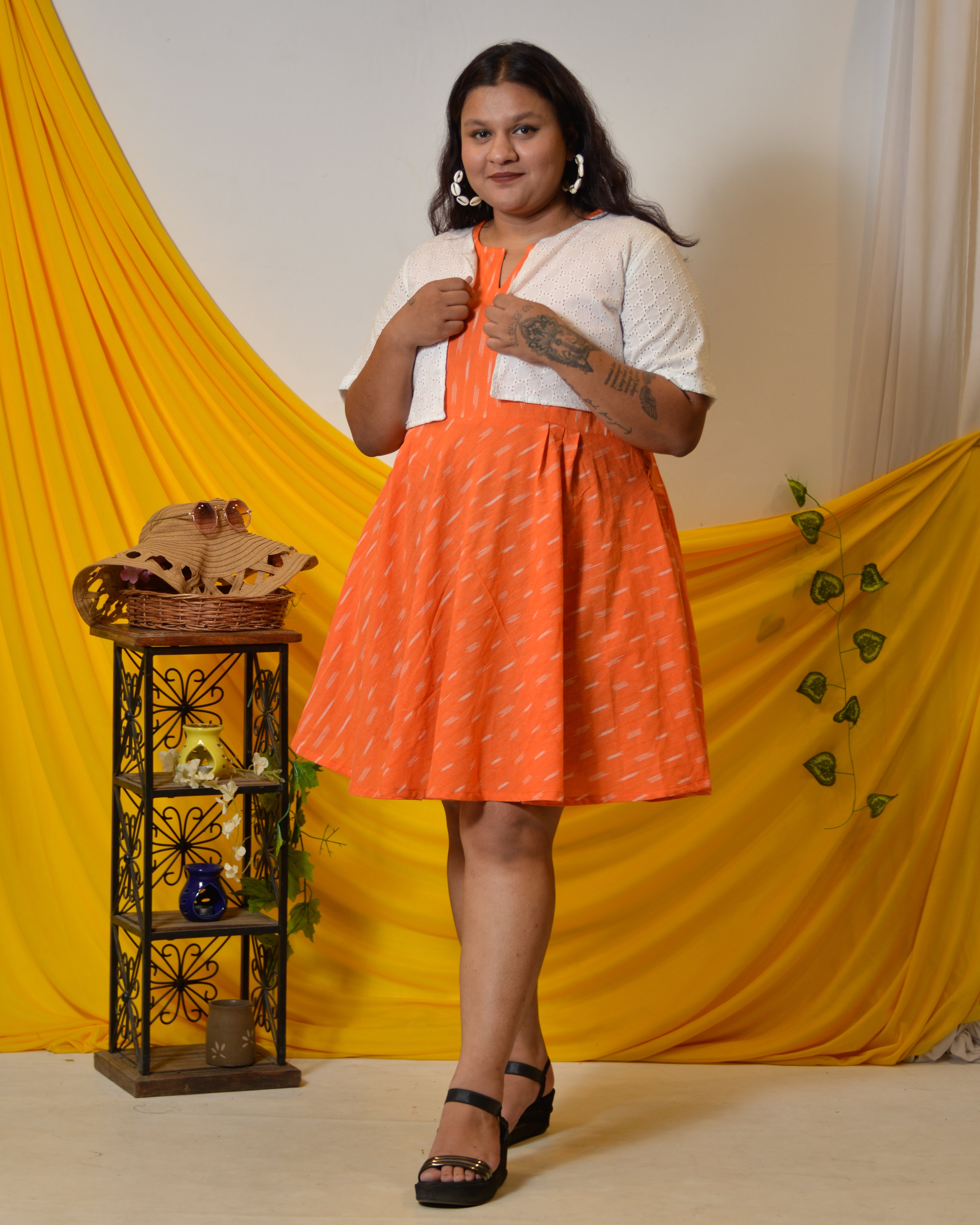 Orange obsession Plus Size dress with jacket