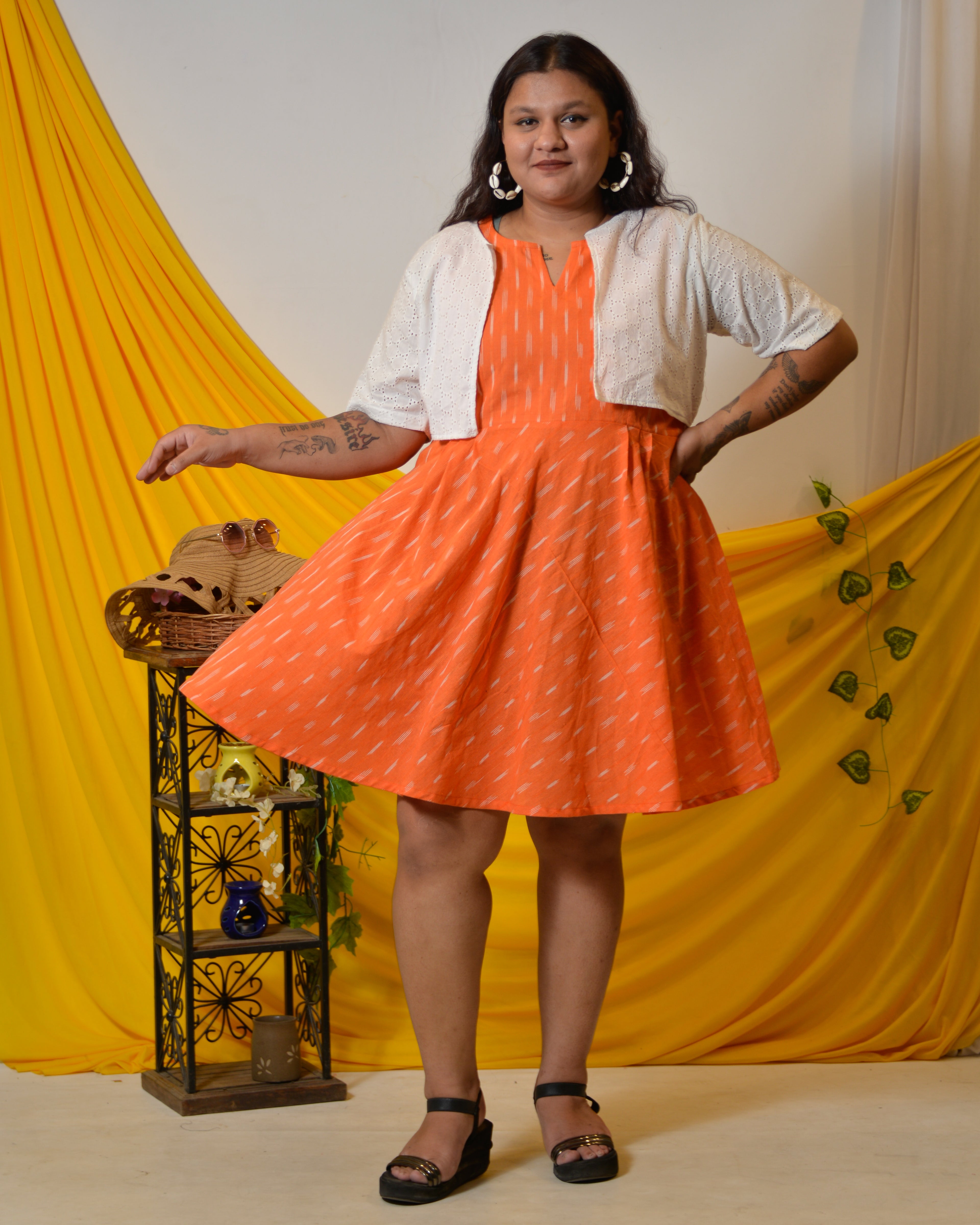Orange obsession Plus Size dress with jacket
