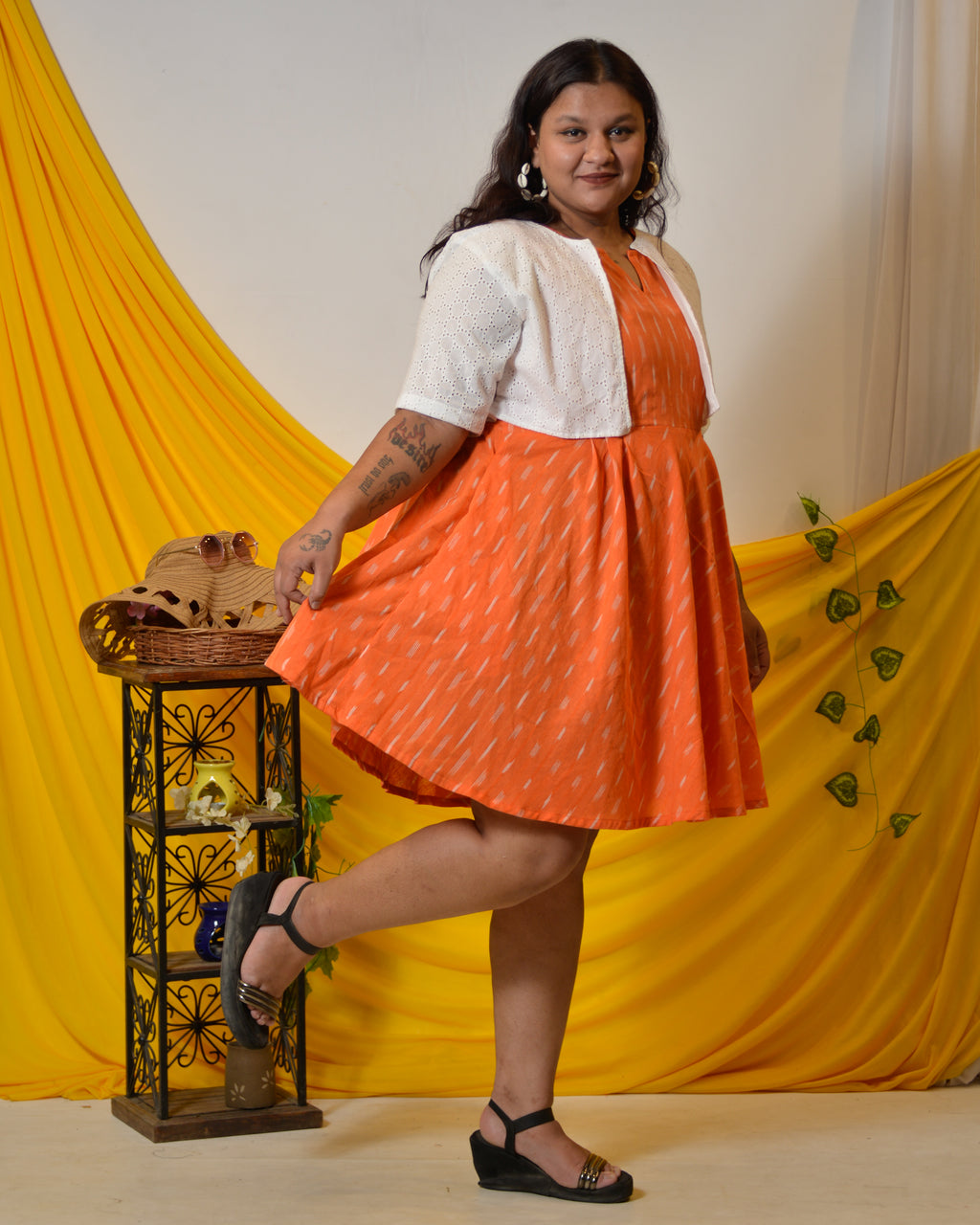 Orange obsession Plus Size dress with jacket