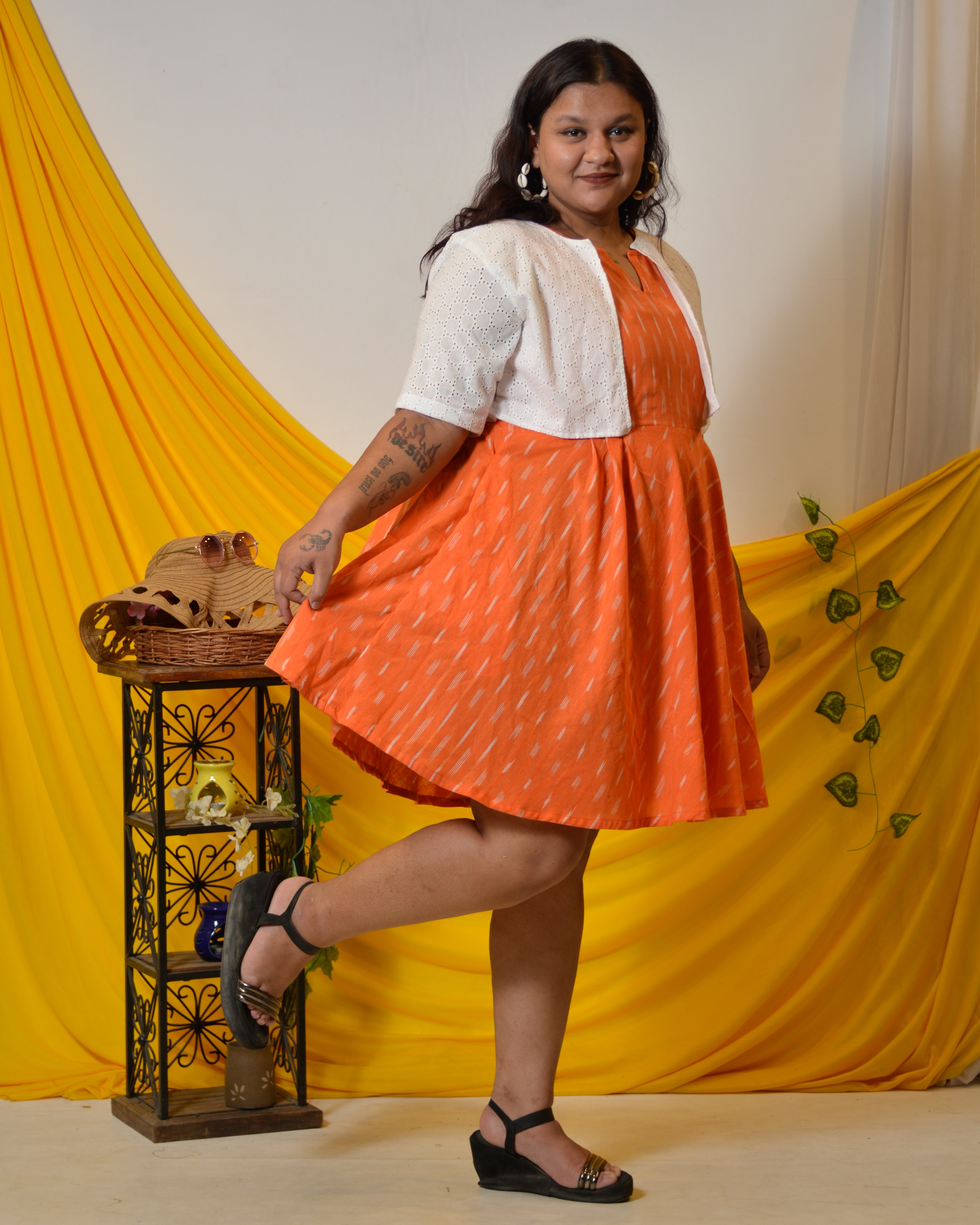 Orange obsession Plus Size dress with jacket