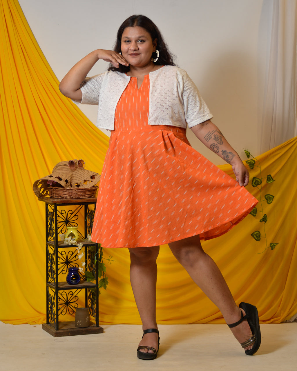 Orange obsession Plus Size dress with jacket