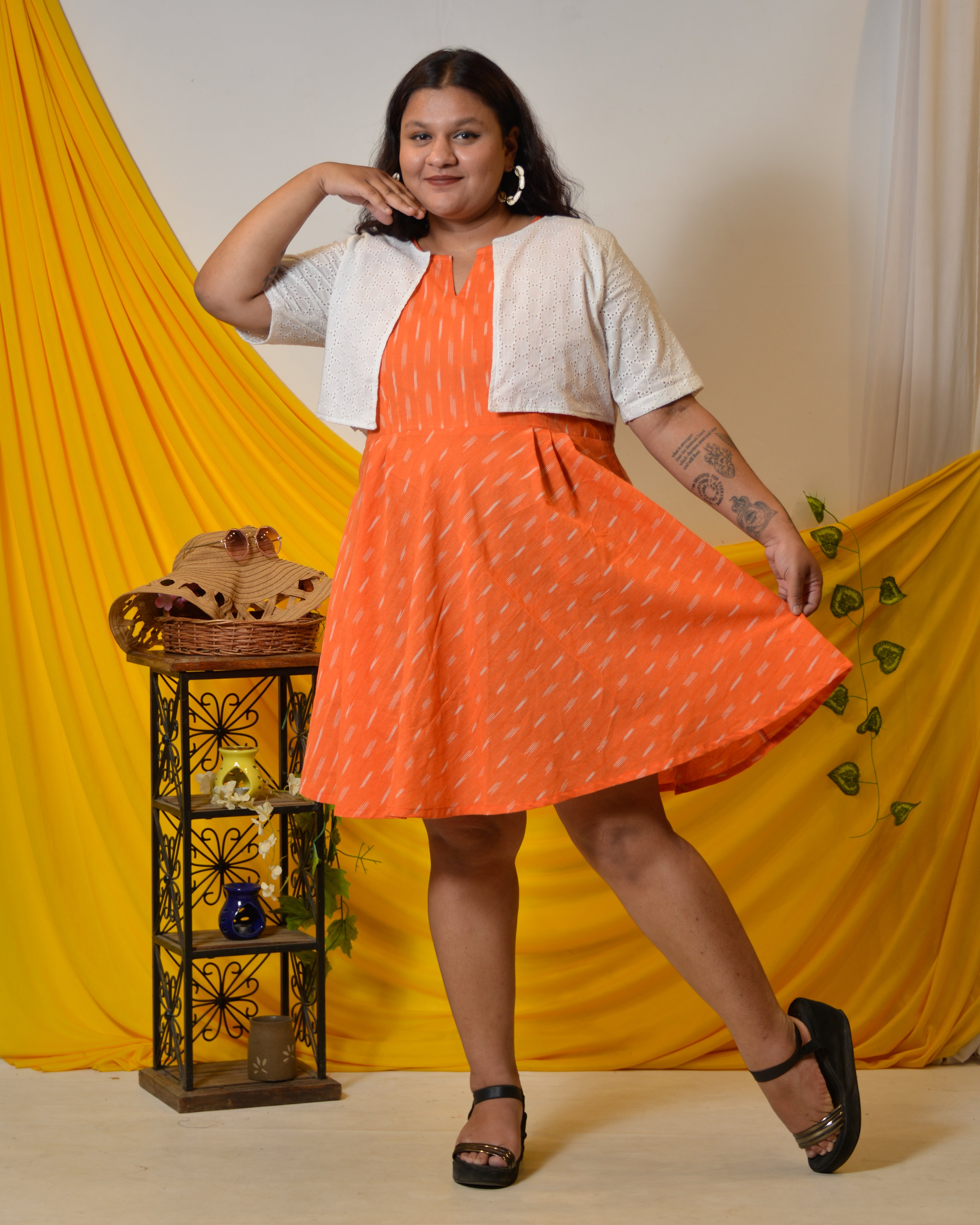 Orange obsession Plus Size dress with jacket