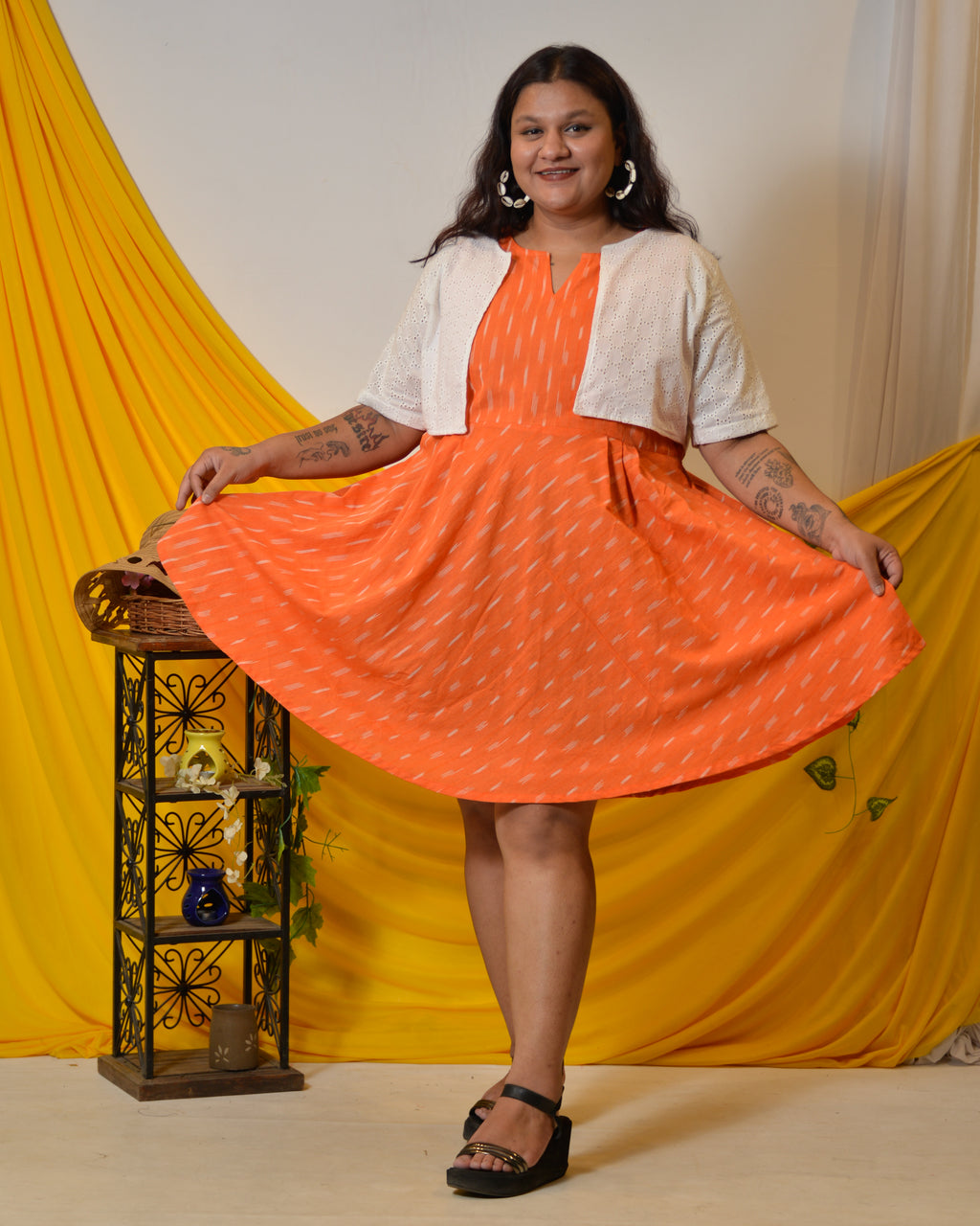 Orange obsession Plus Size dress with jacket