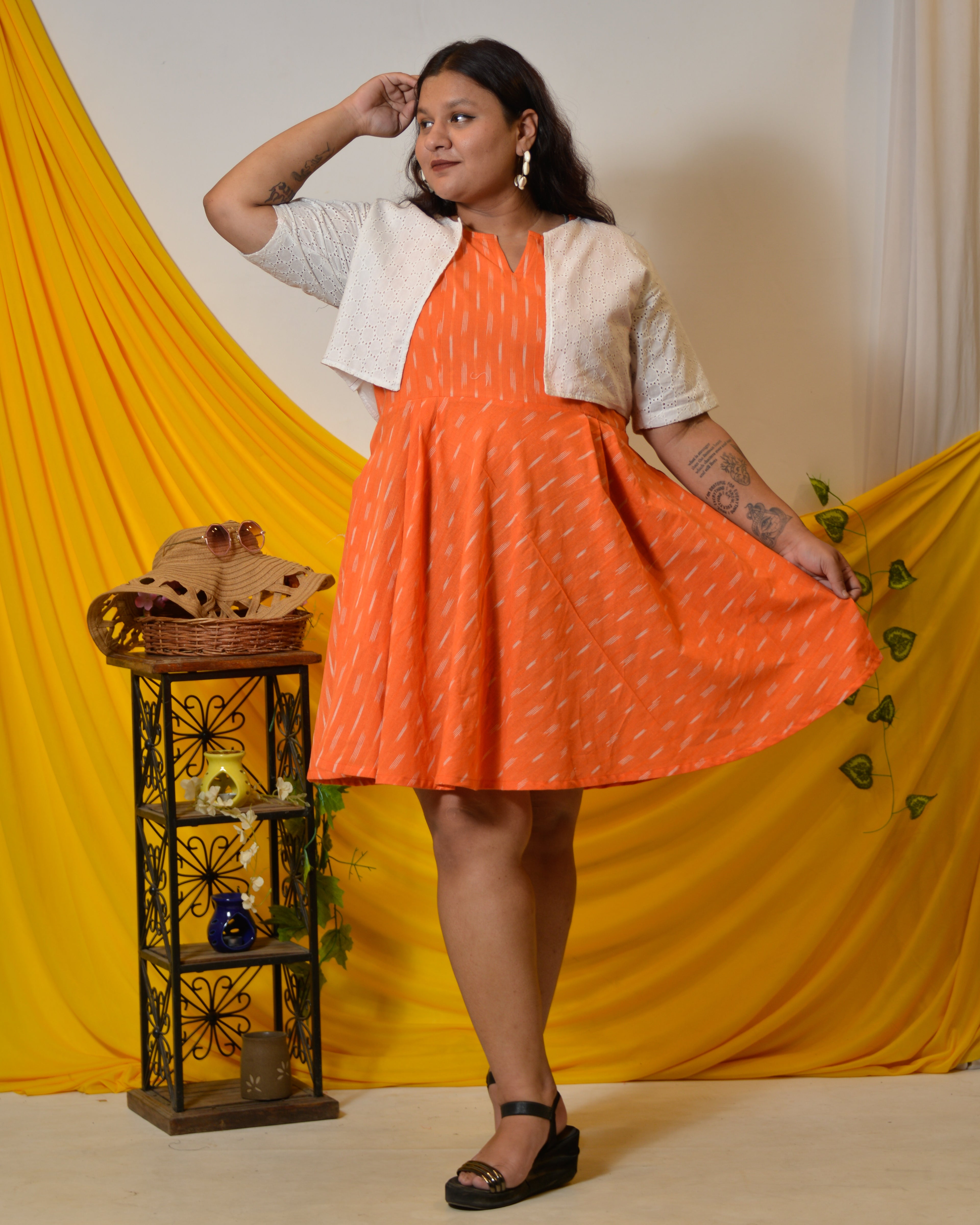 Orange obsession Plus Size dress with jacket