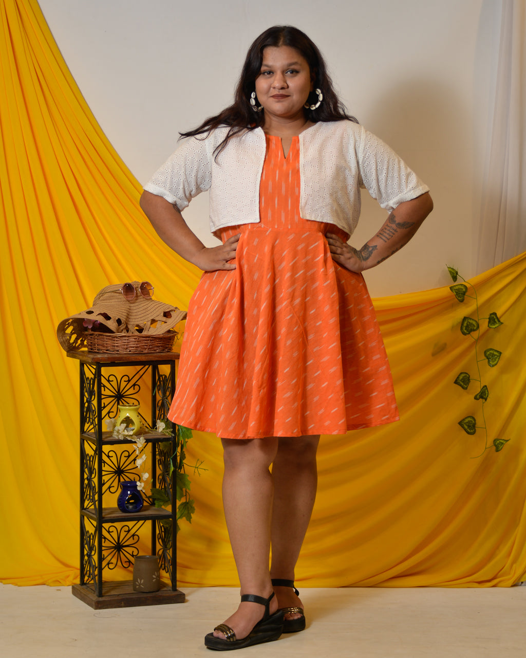 Orange obsession Plus Size dress with jacket