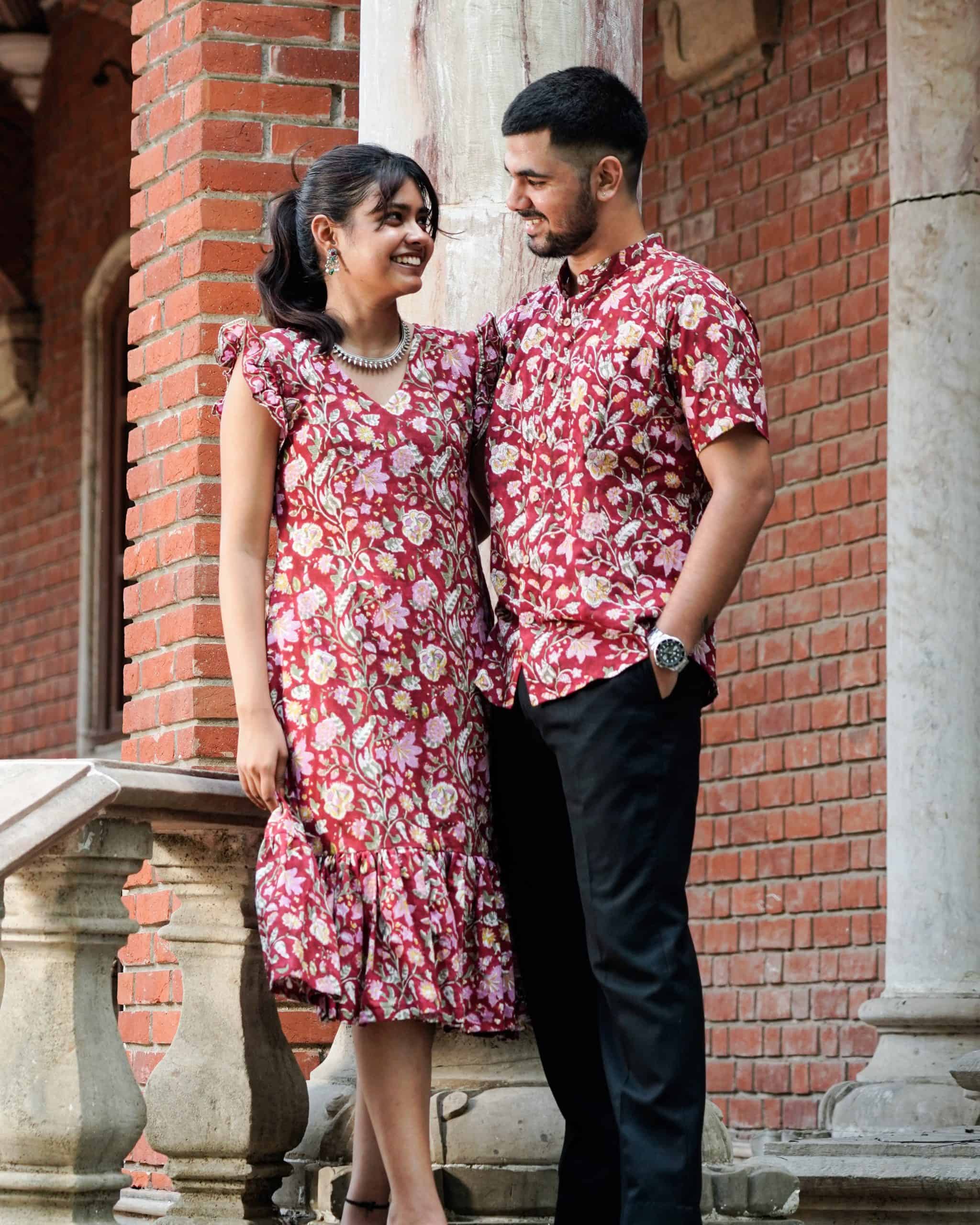 Maroon Lily Frill Couple Set