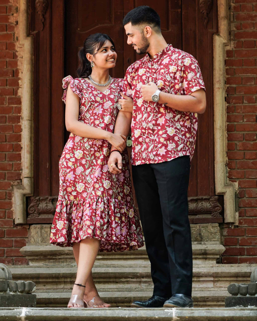 Maroon Lily Frill Couple Set