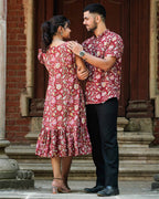 Maroon Lily Frill Couple Set