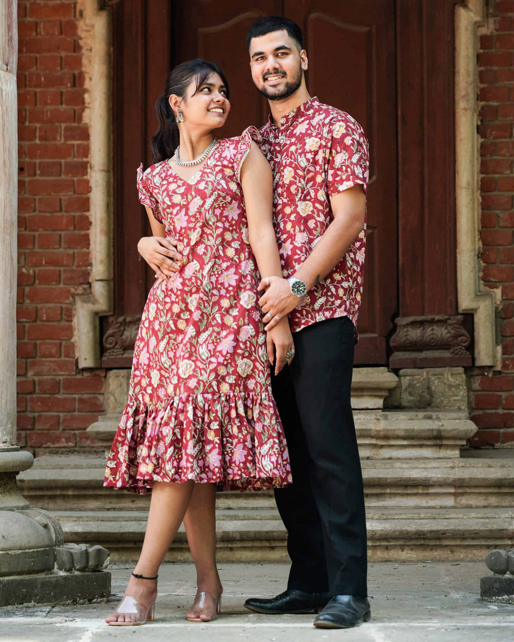 Maroon Lily Frill Couple Set