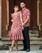 Maroon Lily Frill Couple Set