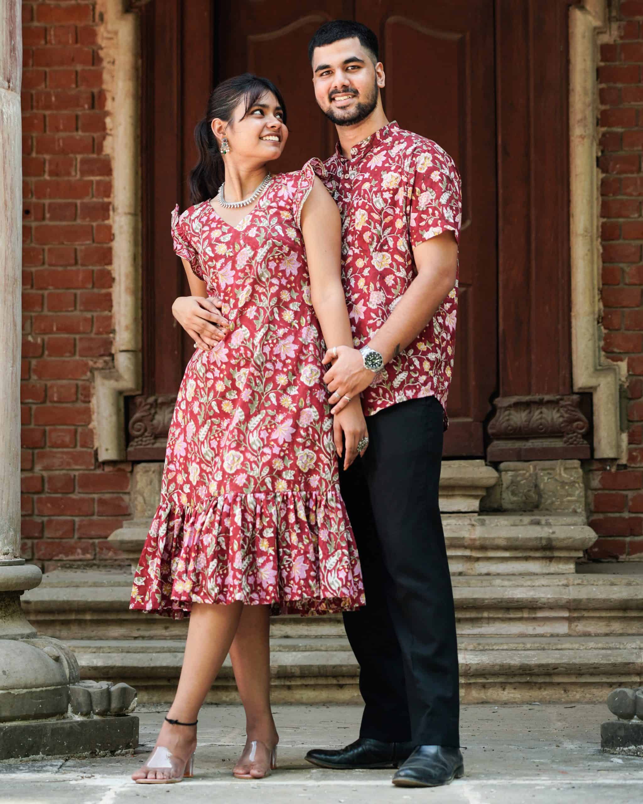 Maroon Lily Frill Couple Set