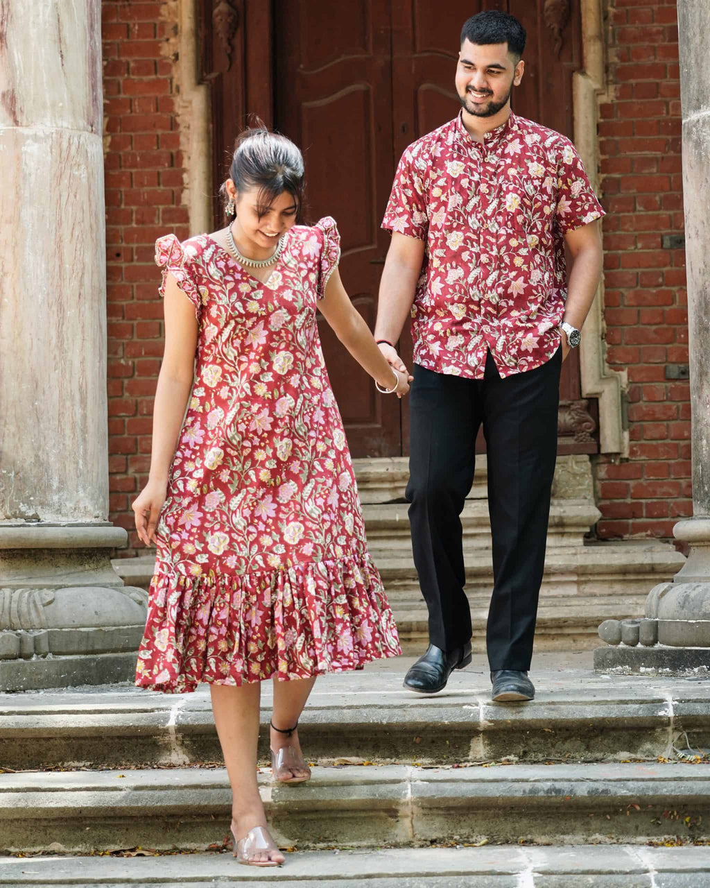 Maroon Lily Frill Couple Set