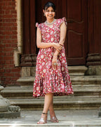 Maroon Lily Frill Dress