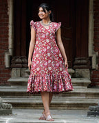 Maroon Lily Frill Dress