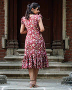 Maroon Lily Frill Dress