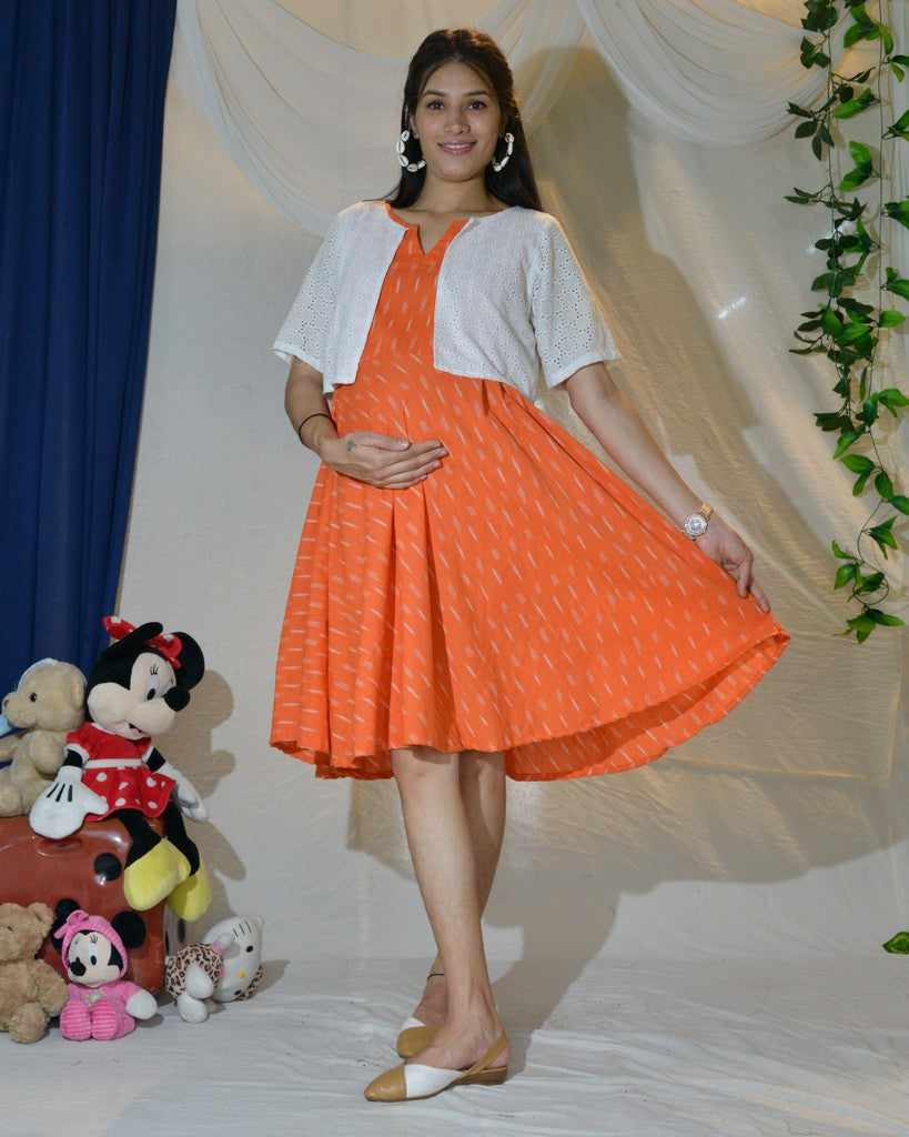 Orange Obsession Maternity Dress with Jacket