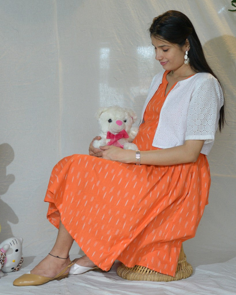 Orange Obsession Maternity Dress with Jacket