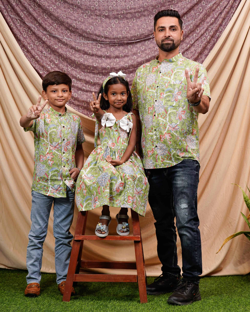 Mint Green Father Kid Twining