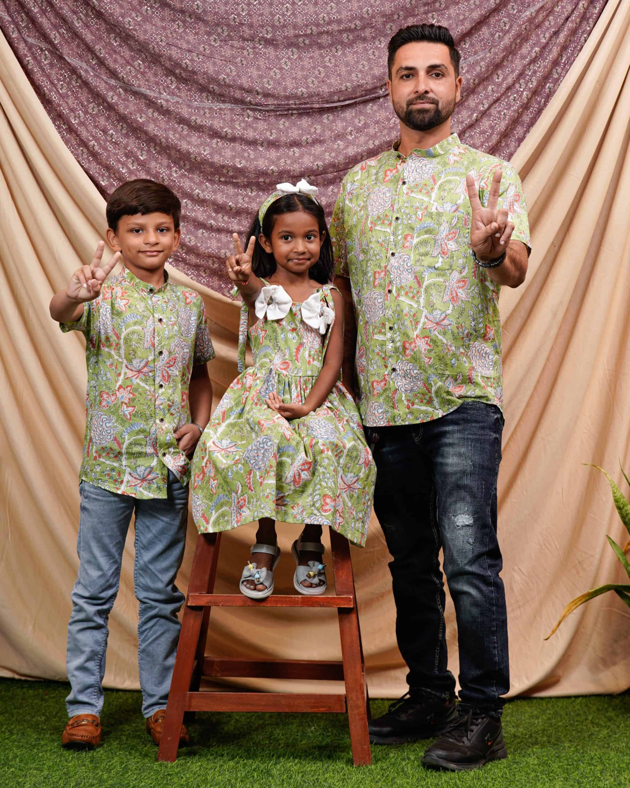 Mint Green Father Kid Twining