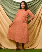 Brick Red Striped Nursing Dress
