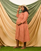 Brick Red Striped Nursing Dress
