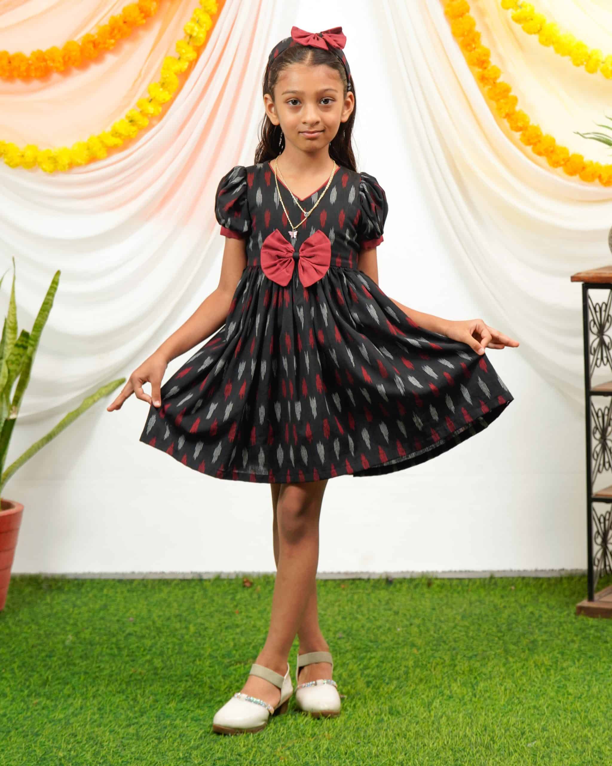 Blackberry Ikat Kids Dress Main image