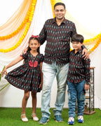 Blackberry Ikat Father Kid Twining