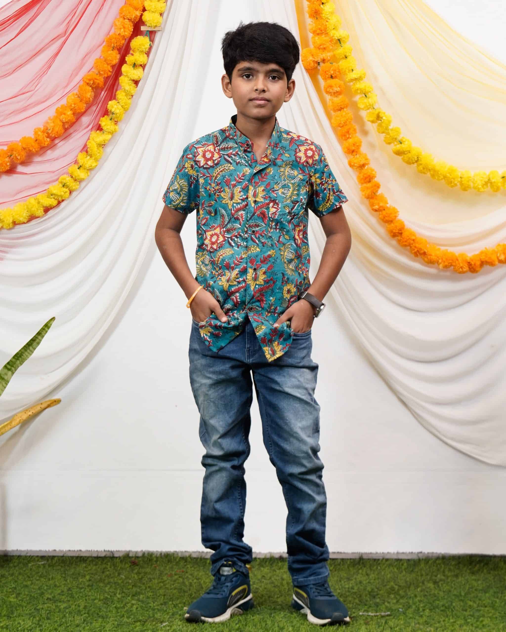 Turquoise Lily Kids Shirt