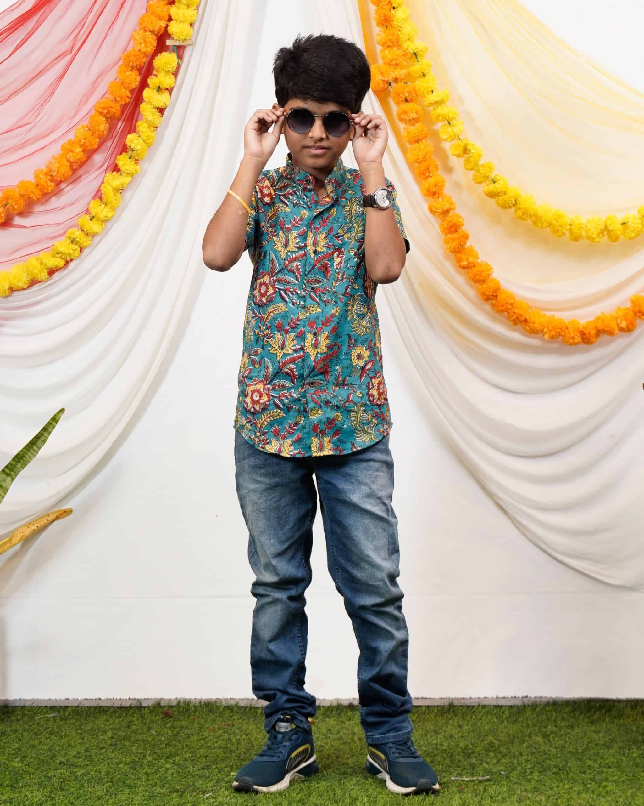 Turquoise Lily Kids Shirt Secondary image