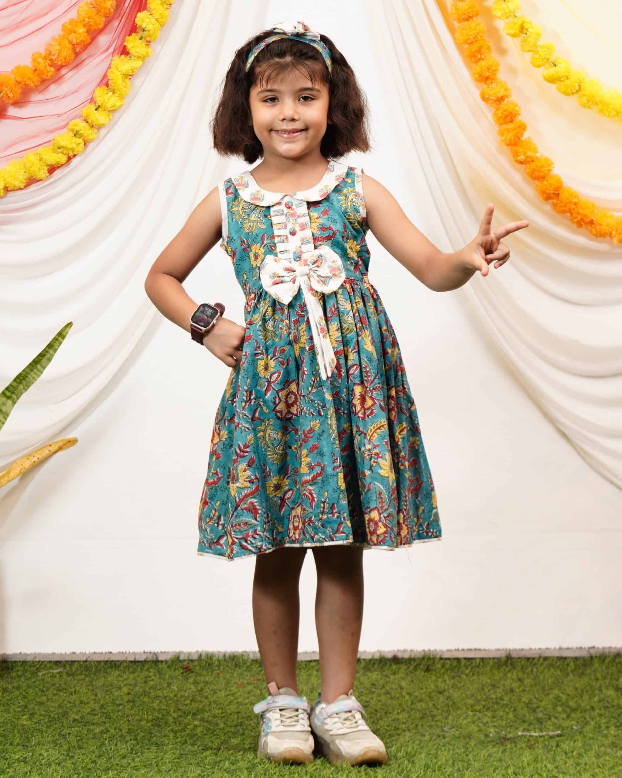 Turquoise Lily Kids Dress Secondary image